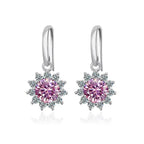 1CT Moissanite Drop Earrings 925 Sterling Silver Colorful Green Blue Pink BandsCo Straps