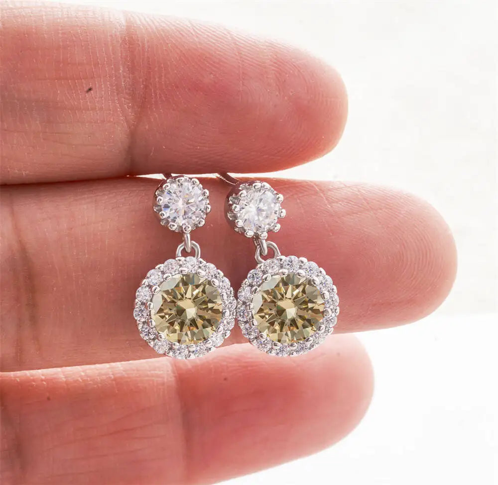 1CT 2Pcs D-Color Moissanite Drop Earrings 925 Sterling Silver With Certificate BandsCo Straps