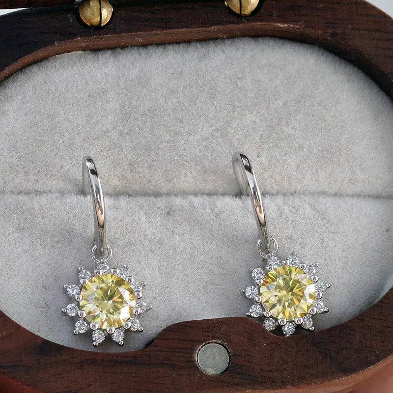 1CT Moissanite Drop Earrings 925 Sterling Silver Colorful Green Blue Pink BandsCo Straps