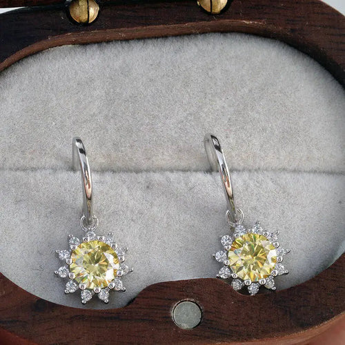 1CT Moissanite Drop Earrings 925 Sterling Silver Colorful Green Blue Pink BandsCo Straps