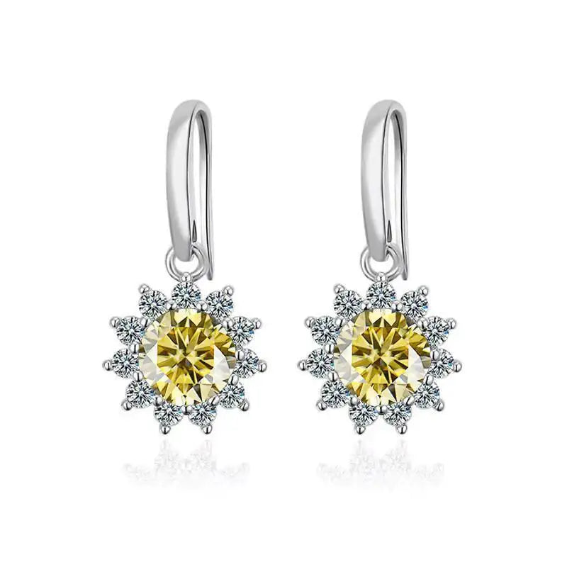 1CT Moissanite Drop Earrings 925 Sterling Silver Colorful Green Blue Pink BandsCo Straps