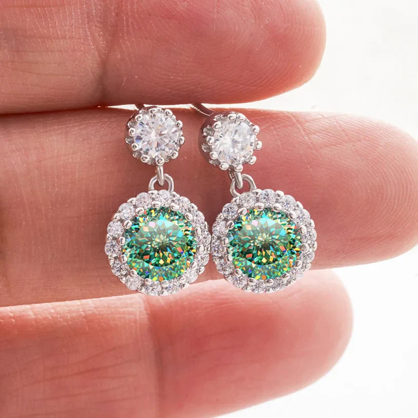 1ct Moissanite Drop Earrings For Women Sterling S925 18K White Gold Plated BandsCo Straps