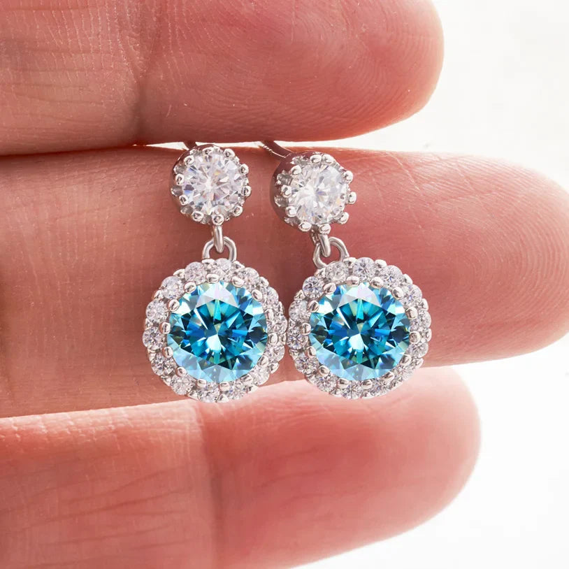 1ct Moissanite Drop Earrings For Women Sterling S925 18K White Gold Plated BandsCo Straps