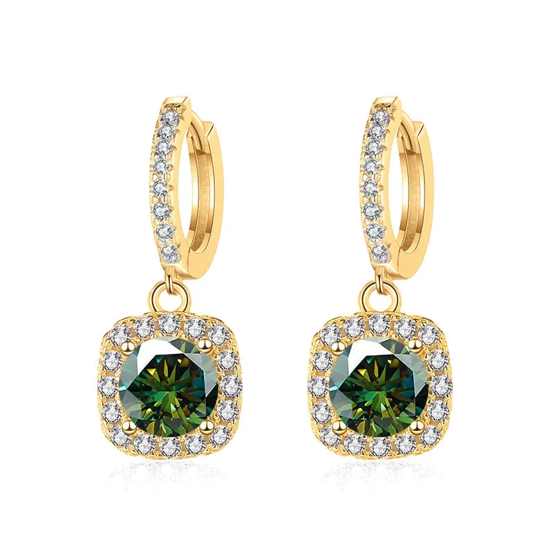 1ct GRA-Certified Moissanite Drop Earrings VVS D 18K Gold Plated 925 Sterling BandsCo Straps