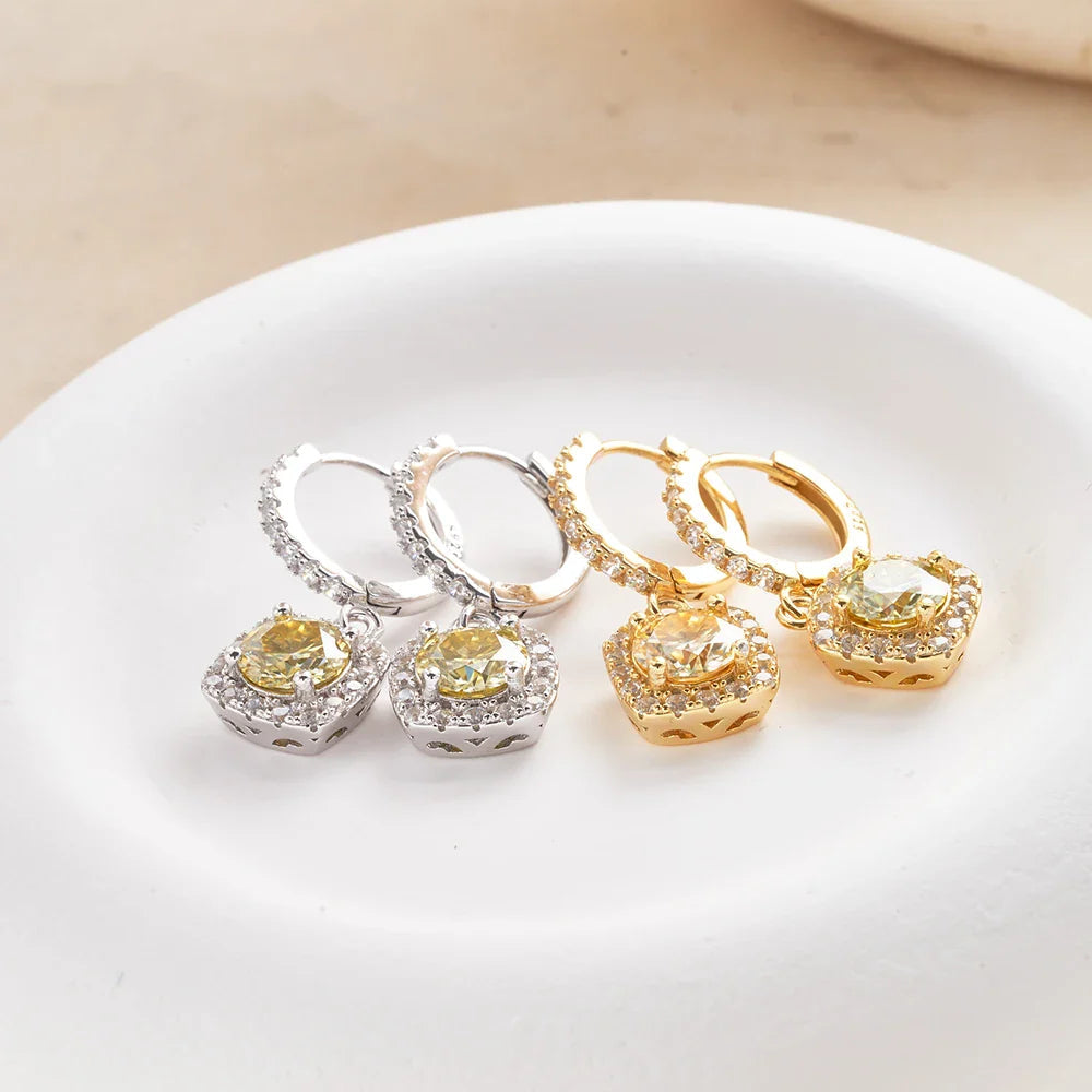1ct GRA-Certified Moissanite Drop Earrings VVS D 18K Gold Plated 925 Sterling BandsCo Straps