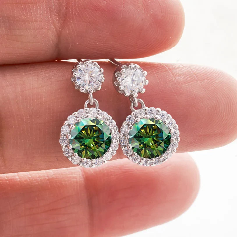 1ct Moissanite Drop Earrings For Women Sterling S925 18K White Gold Plated BandsCo Straps