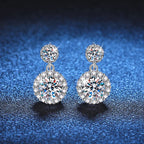 1ct Moissanite Drop Earrings For Women Sterling S925 18K White Gold Plated BandsCo Straps