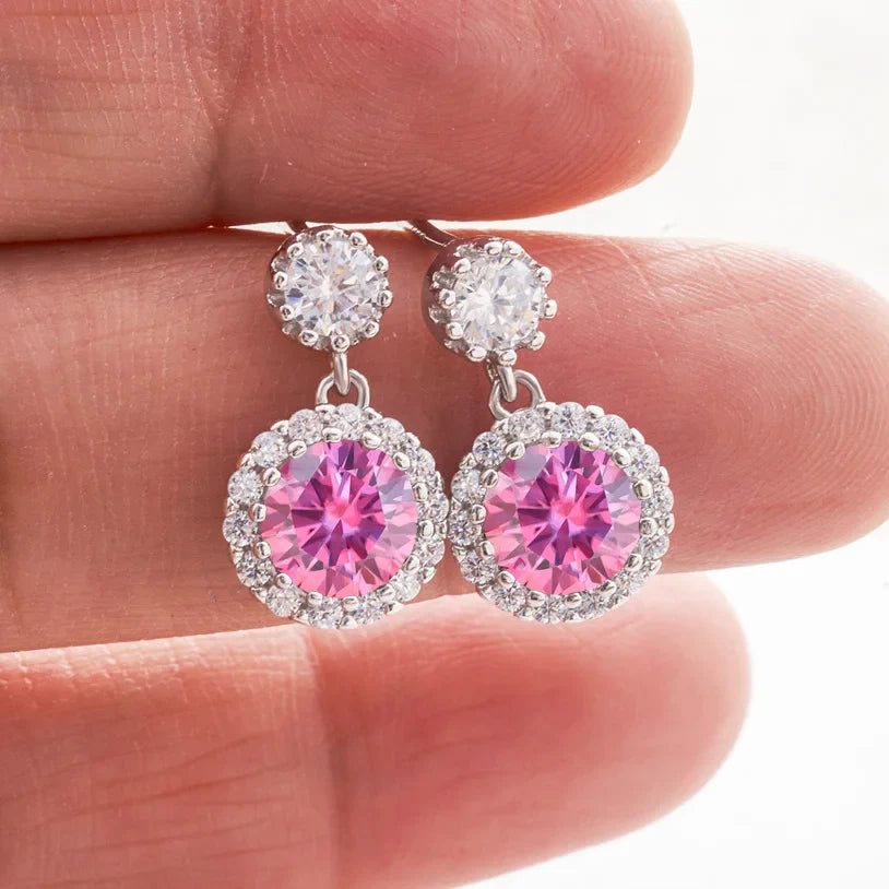 1ct Moissanite Drop Earrings For Women Sterling S925 18K White Gold Plated BandsCo Straps