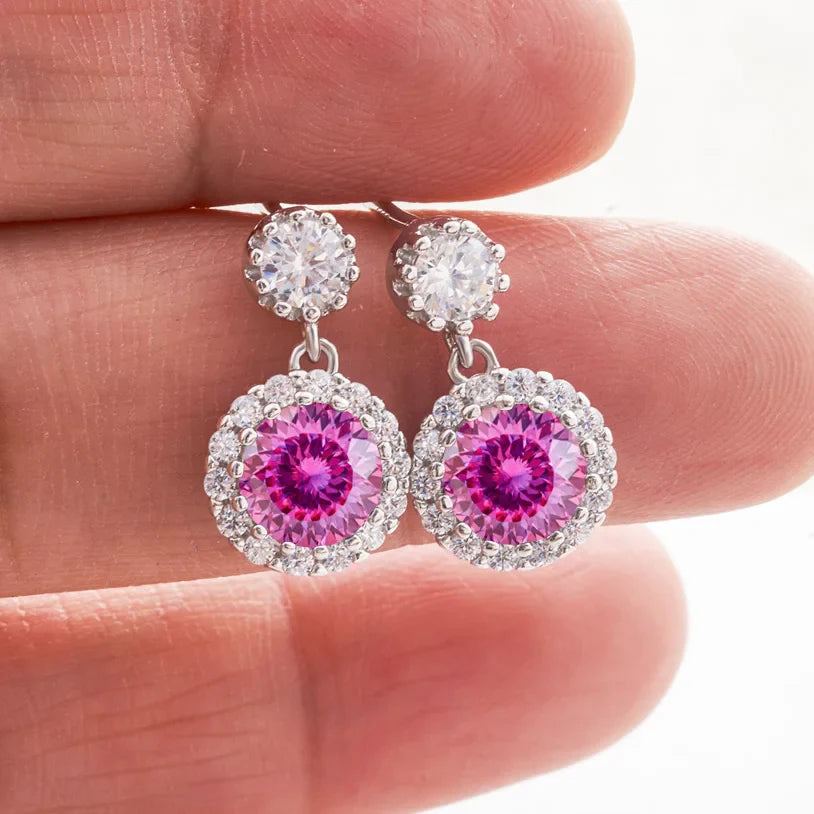 1ct Moissanite Drop Earrings For Women Sterling S925 18K White Gold Plated BandsCo Straps
