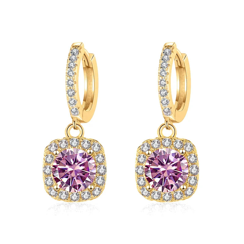1ct GRA-Certified Moissanite Drop Earrings VVS D 18K Gold Plated 925 Sterling BandsCo Straps