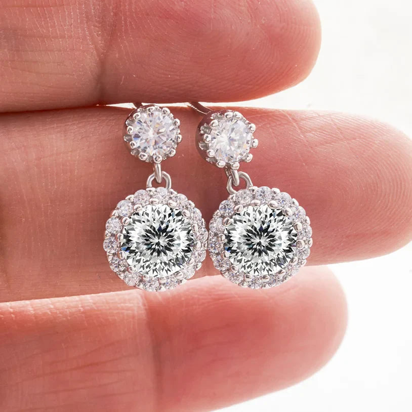 1ct Moissanite Drop Earrings For Women Sterling S925 18K White Gold Plated BandsCo Straps