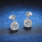 1ct Moissanite Drop Earrings For Women Sterling S925 18K White Gold Plated BandsCo Straps