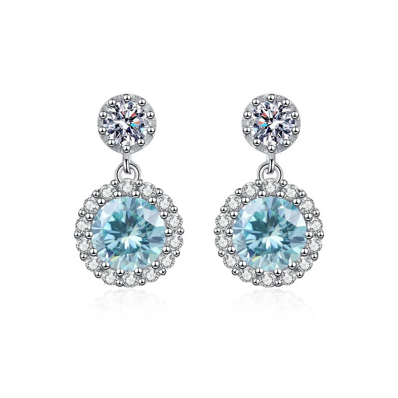 1ct Moissanite Drop Earrings For Women Sterling S925 18K White Gold Plated BandsCo Straps
