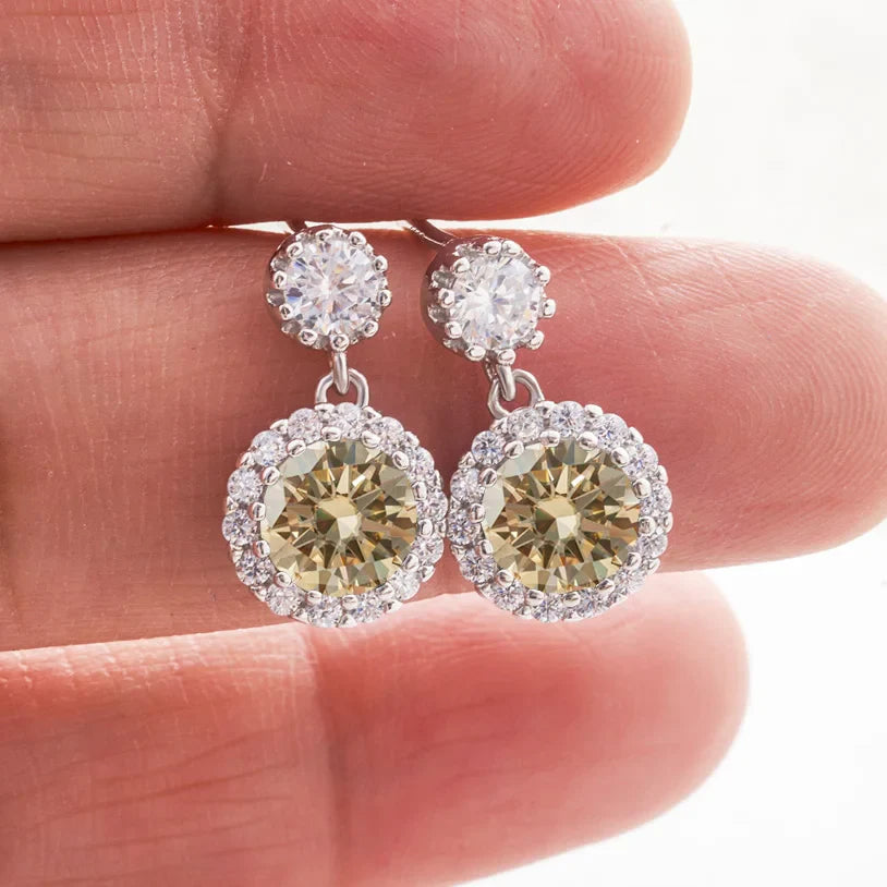 1ct Moissanite Drop Earrings For Women Sterling S925 18K White Gold Plated BandsCo Straps