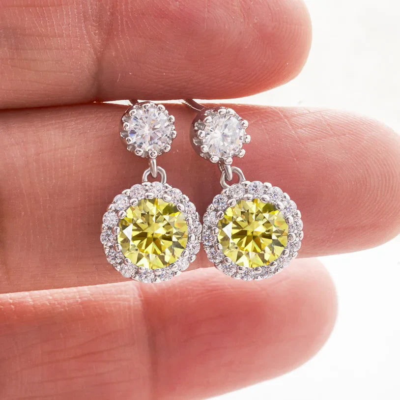 1ct Moissanite Drop Earrings For Women Sterling S925 18K White Gold Plated BandsCo Straps