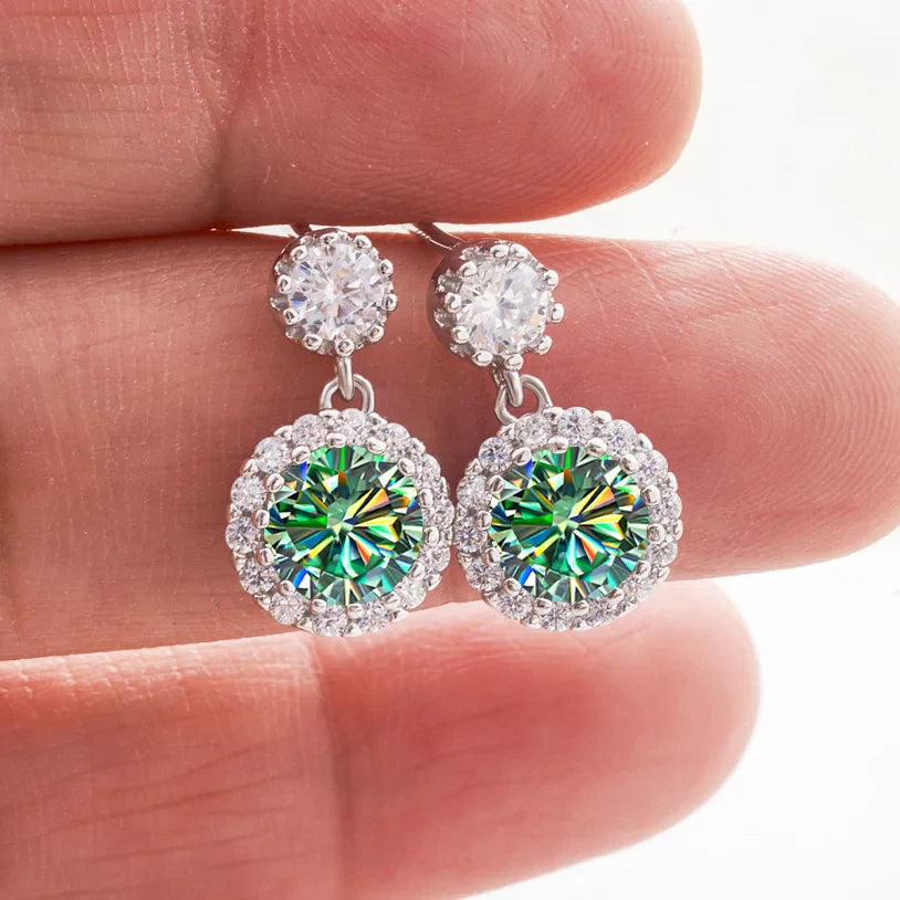 1ct Moissanite Drop Earrings For Women Sterling S925 18K White Gold Plated BandsCo Straps
