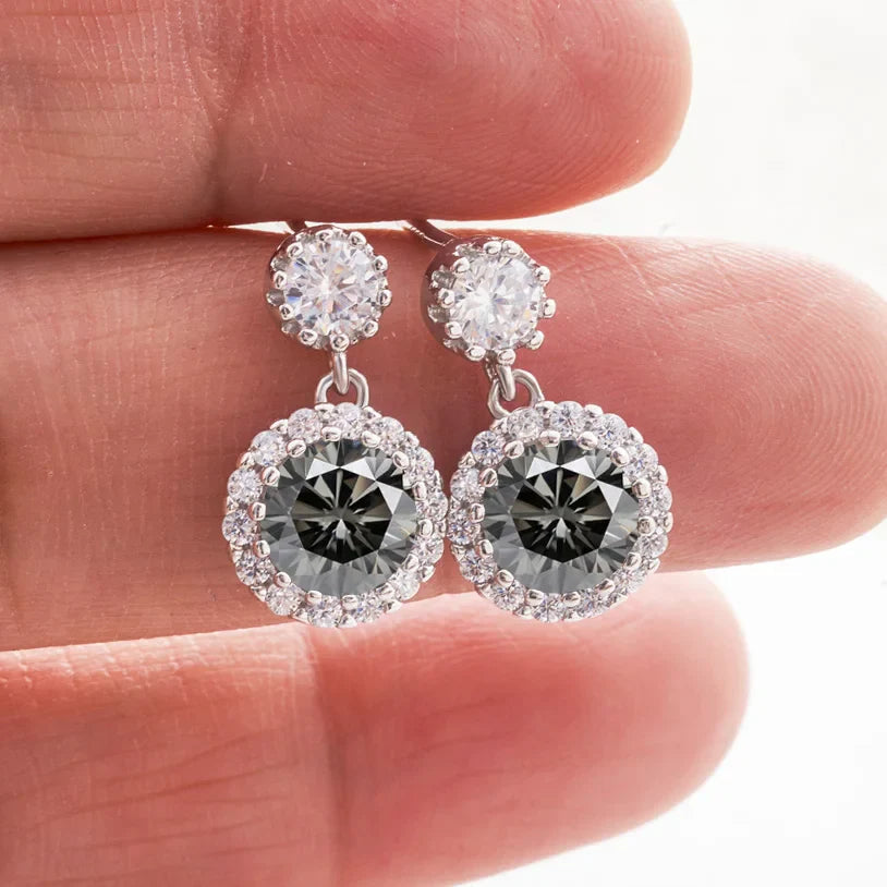 1ct Moissanite Drop Earrings For Women Sterling S925 18K White Gold Plated BandsCo Straps
