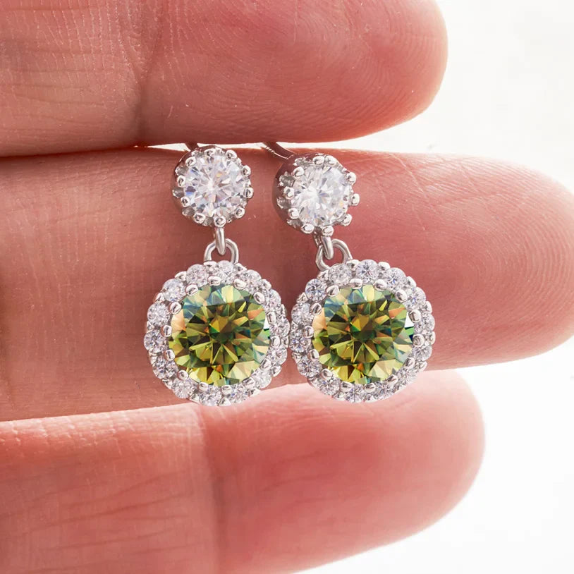 1ct Moissanite Drop Earrings For Women Sterling S925 18K White Gold Plated BandsCo Straps