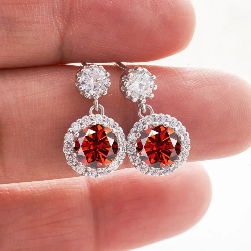 1ct Moissanite Drop Earrings For Women Sterling S925 18K White Gold Plated BandsCo Straps