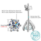 1ct Moissanite Stud Earrings For Women GRA Certified 18K White Gold Plated BandsCo Straps