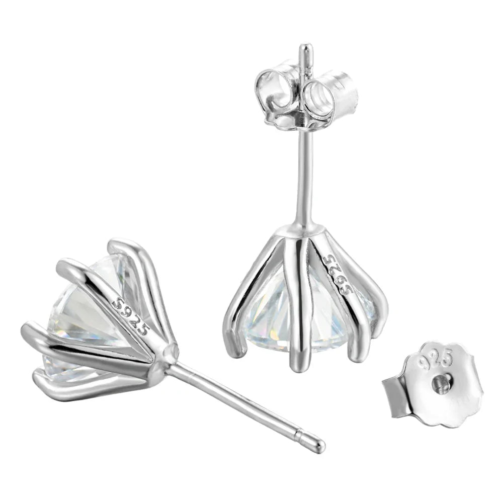 1ct Moissanite Stud Earrings For Women GRA Certified 18K White Gold Plated BandsCo Straps
