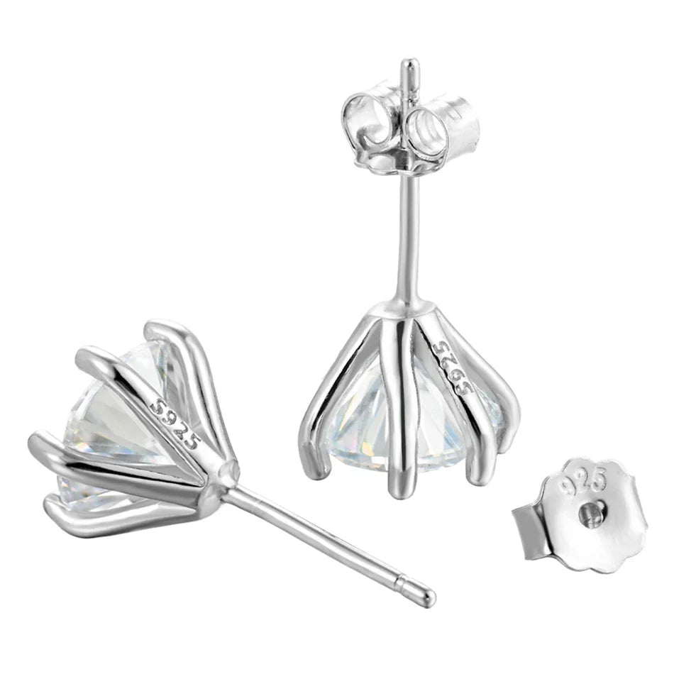 1ct Moissanite Stud Earrings For Women GRA Certified 18K White Gold Plated BandsCo Straps