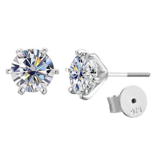 1ct Moissanite Stud Earrings For Women GRA Certified 18K White Gold Plated BandsCo Straps