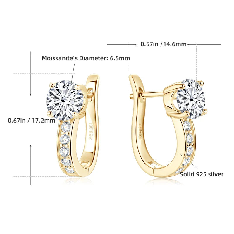 1ct Moissanite U-Shape Hoop Earrings 925 Sterling Silver D VVS1 Women Gift BandsCo Straps