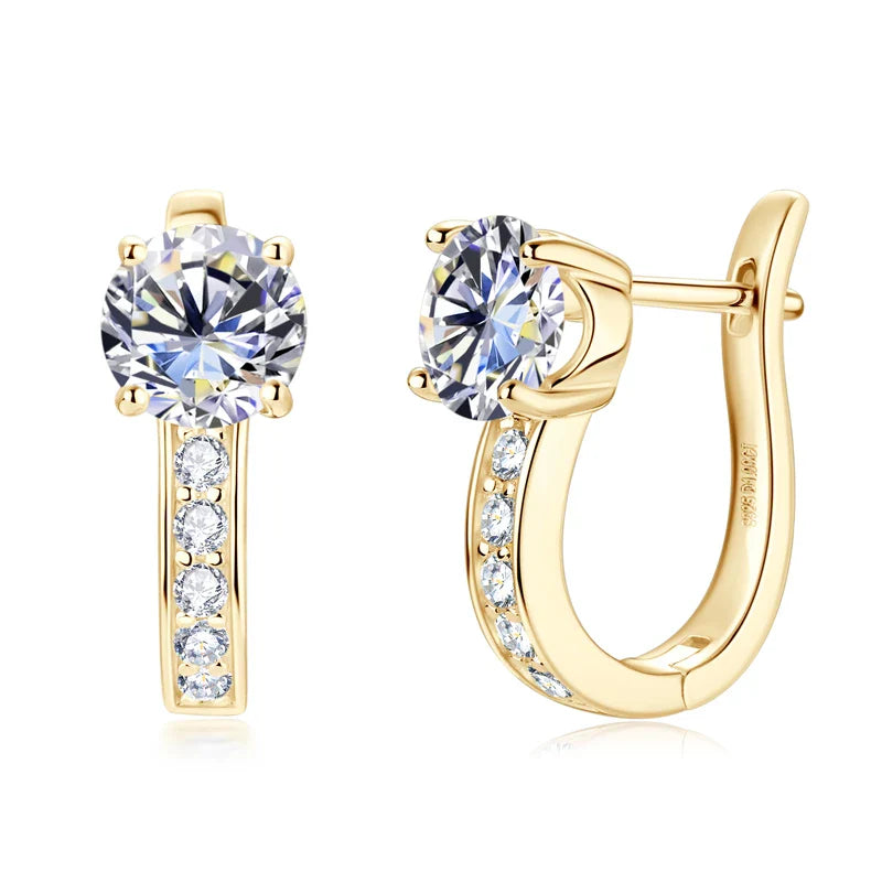 1ct Moissanite U-Shape Hoop Earrings 925 Sterling Silver D VVS1 Women Gift BandsCo Straps