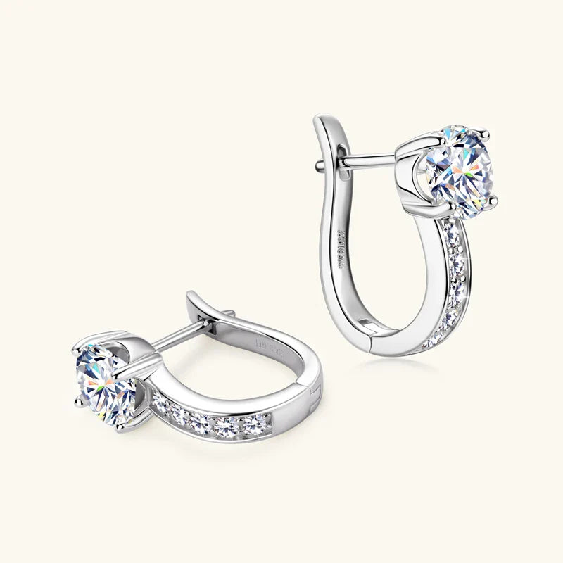 1ct Moissanite U-Shape Hoop Earrings 925 Sterling Silver D VVS1 Women Gift BandsCo Straps
