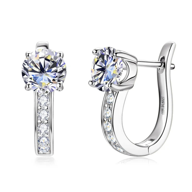 1ct Moissanite U-Shape Hoop Earrings 925 Sterling Silver D VVS1 Women Gift BandsCo Straps