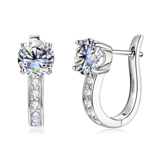 1ct Moissanite U-Shape Hoop Earrings 925 Sterling Silver D VVS1 Women Gift BandsCo Straps