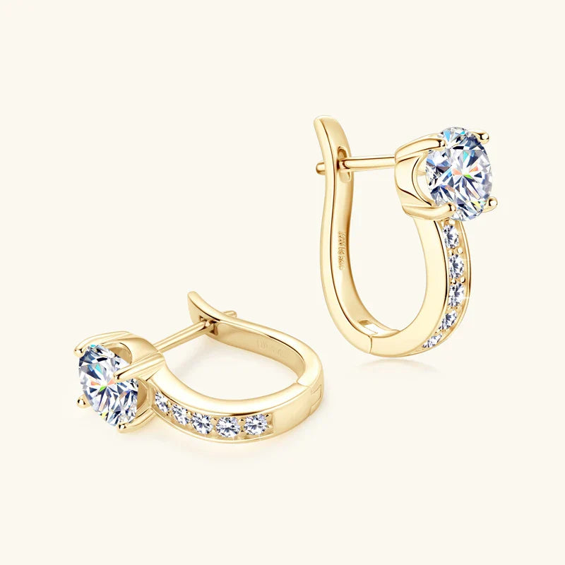 1ct Moissanite U-Shape Hoop Earrings 925 Sterling Silver D VVS1 Women Gift BandsCo Straps