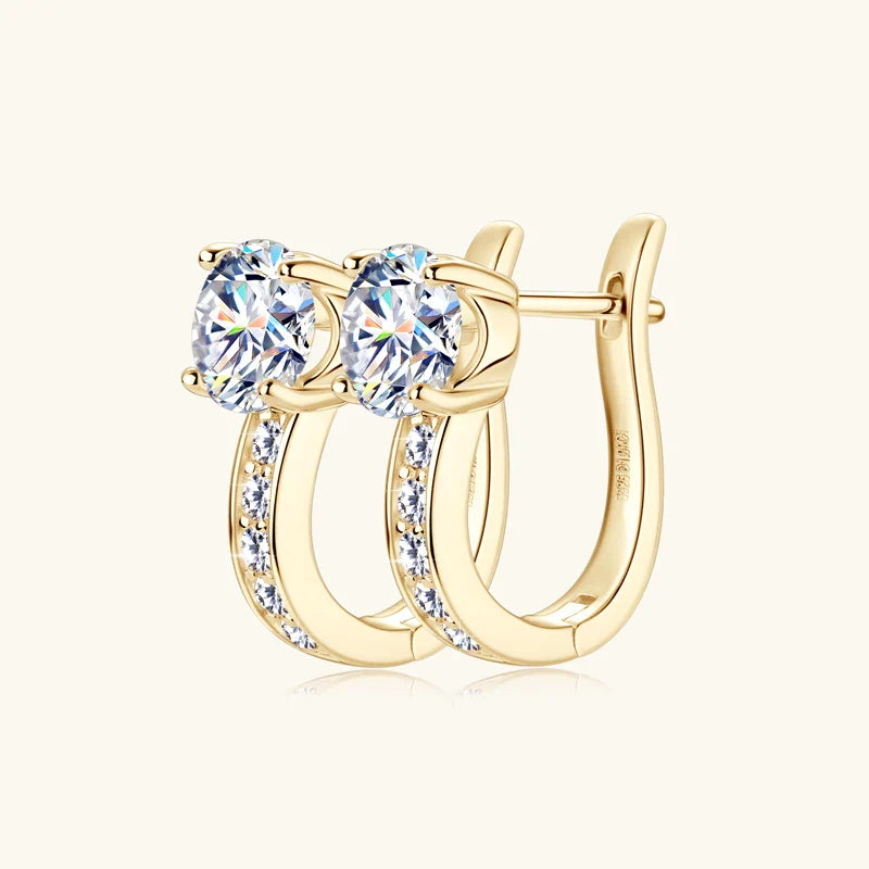1ct Moissanite U-Shape Hoop Earrings 925 Sterling Silver D VVS1 Women Gift BandsCo Straps