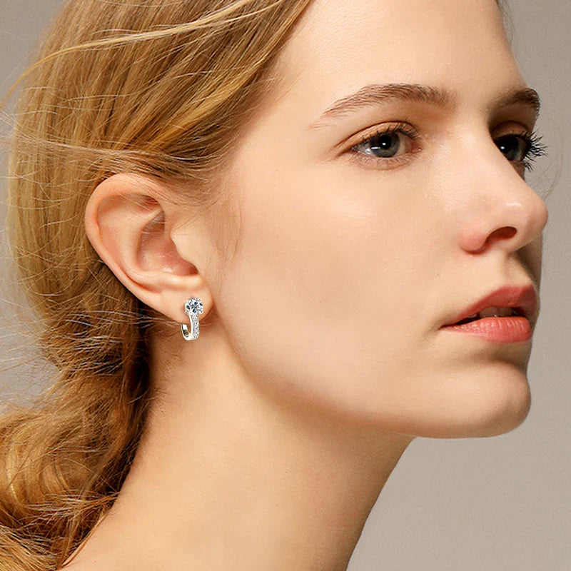 1ct Moissanite U-Shape Hoop Earrings 925 Sterling Silver D VVS1 Women Gift BandsCo Straps