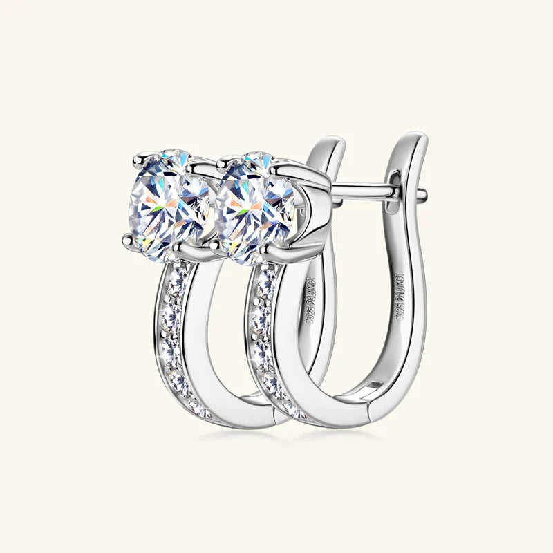 1ct Moissanite U-Shape Hoop Earrings 925 Sterling Silver D VVS1 Women Gift BandsCo Straps