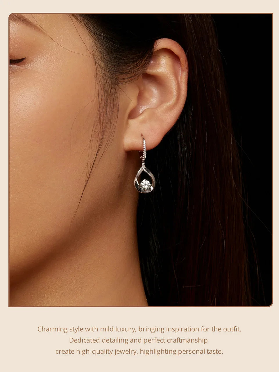 1CT Moissanite Waterdrop Necklace And Drop Earrings 925 Sterling Silver Wedding Bridal Jewelry Set BandsCo Straps