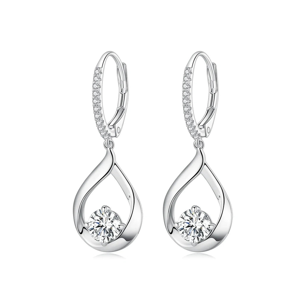1CT Moissanite Waterdrop Necklace And Drop Earrings 925 Sterling Silver Wedding Bridal Jewelry Set BandsCo Straps