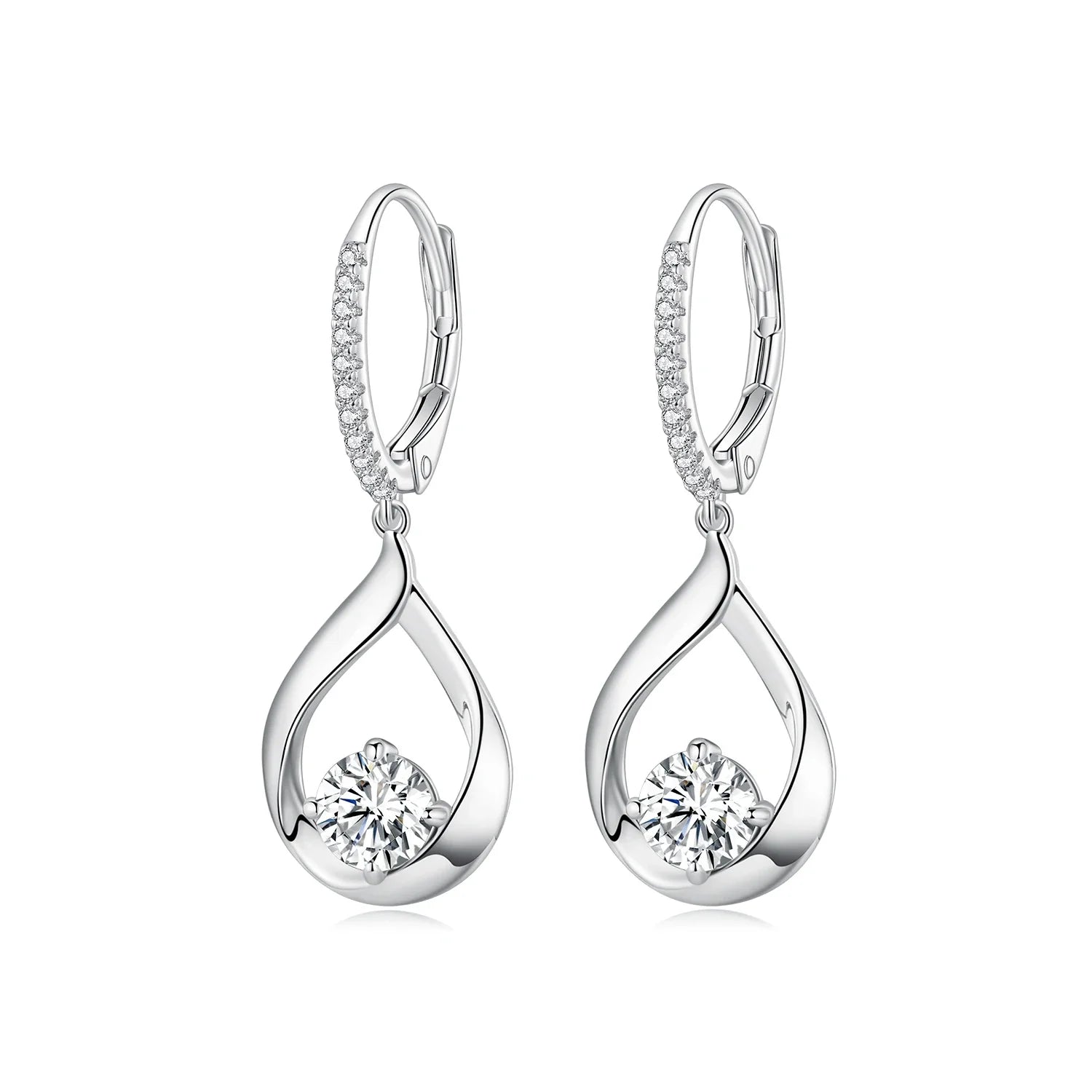 1CT Moissanite Waterdrop Necklace And Drop Earrings 925 Sterling Silver Wedding Bridal Jewelry Set BandsCo Straps