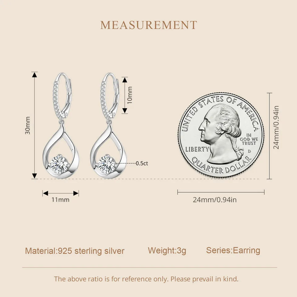1CT Moissanite Waterdrop Necklace And Drop Earrings 925 Sterling Silver Wedding Bridal Jewelry Set BandsCo Straps