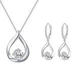 1CT Moissanite Waterdrop Necklace And Drop Earrings 925 Sterling Silver Wedding Bridal Jewelry Set BandsCo Straps