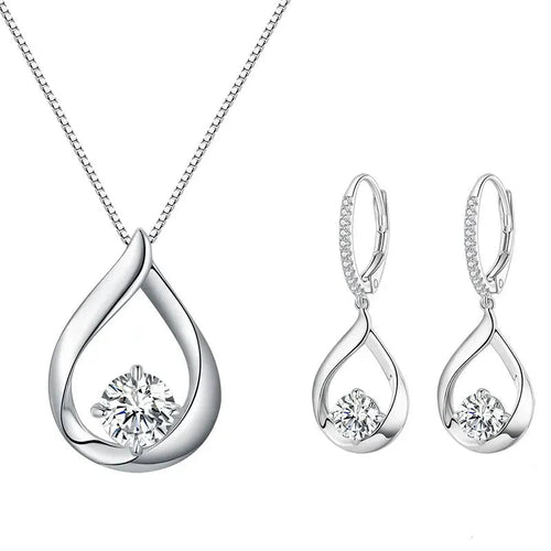 1CT Moissanite Waterdrop Necklace And Drop Earrings 925 Sterling Silver Wedding Bridal Jewelry Set BandsCo Straps