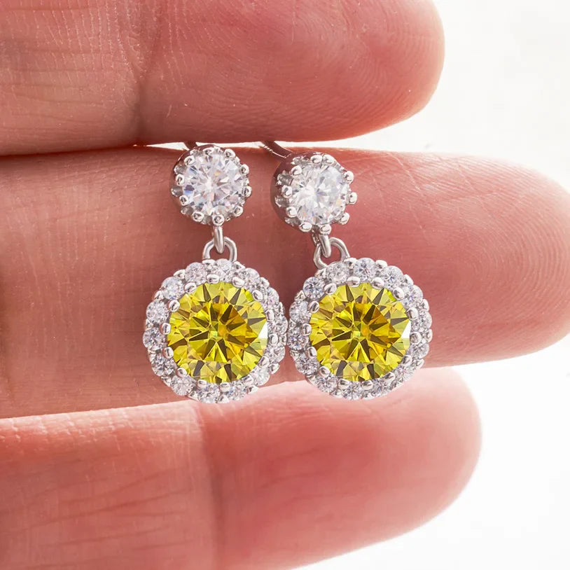 1ct Moissanite Drop Earrings For Women Sterling S925 18K White Gold Plated BandsCo Straps