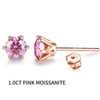 Colored Moissanite 1ct Round Cut Stud Earrings DVVS1 Lab Created 18K Gold BandsCo Straps