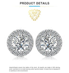 1ct Round D-Color Moissanite Halo Stud Earrings 925 Sterling Silver Plated BandsCo Straps