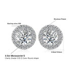 1ct Round D-Color Moissanite Halo Stud Earrings 925 Sterling Silver Plated BandsCo Straps