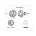 1ct Round D-Color Moissanite Halo Stud Earrings 925 Sterling Silver Plated BandsCo Straps