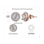 1ct Round D-Color Moissanite Halo Stud Earrings 925 Sterling Silver Plated BandsCo Straps