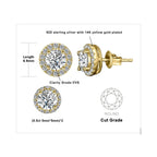 1ct Round D-Color Moissanite Halo Stud Earrings 925 Sterling Silver Plated BandsCo Straps