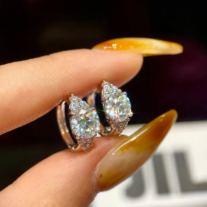1ct Round Moissanite Stud Earrings 925 Sterling Silver GRA Certified Gift BandsCo Straps
